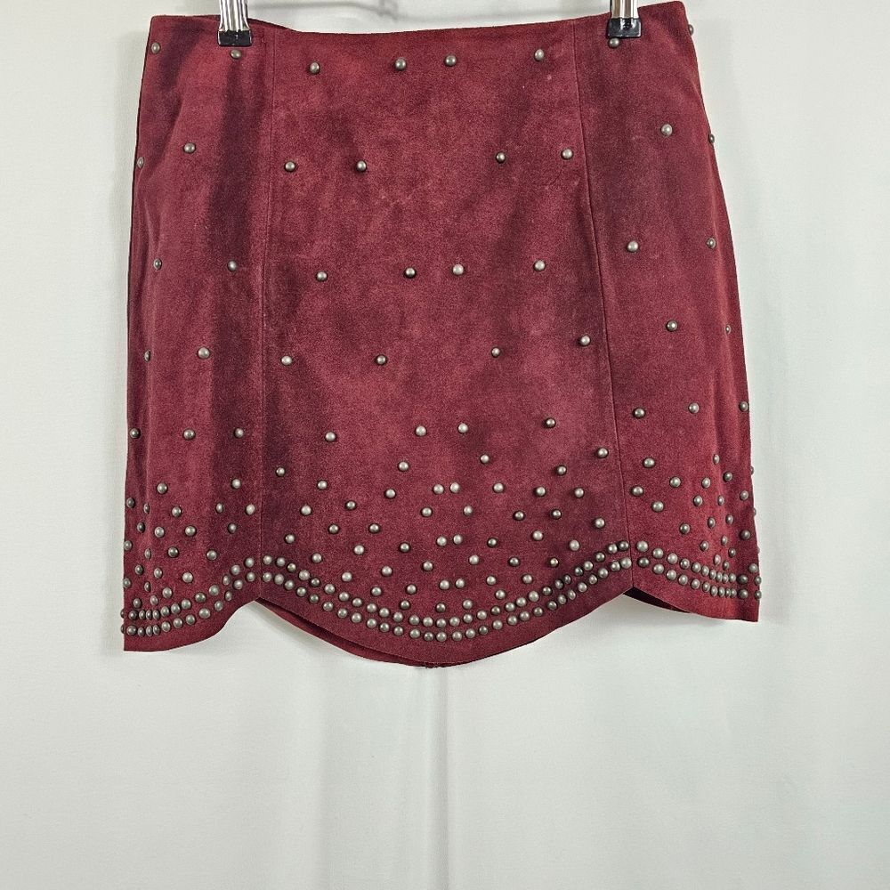NWT Free People Studded Skirt in Wine - Size  4